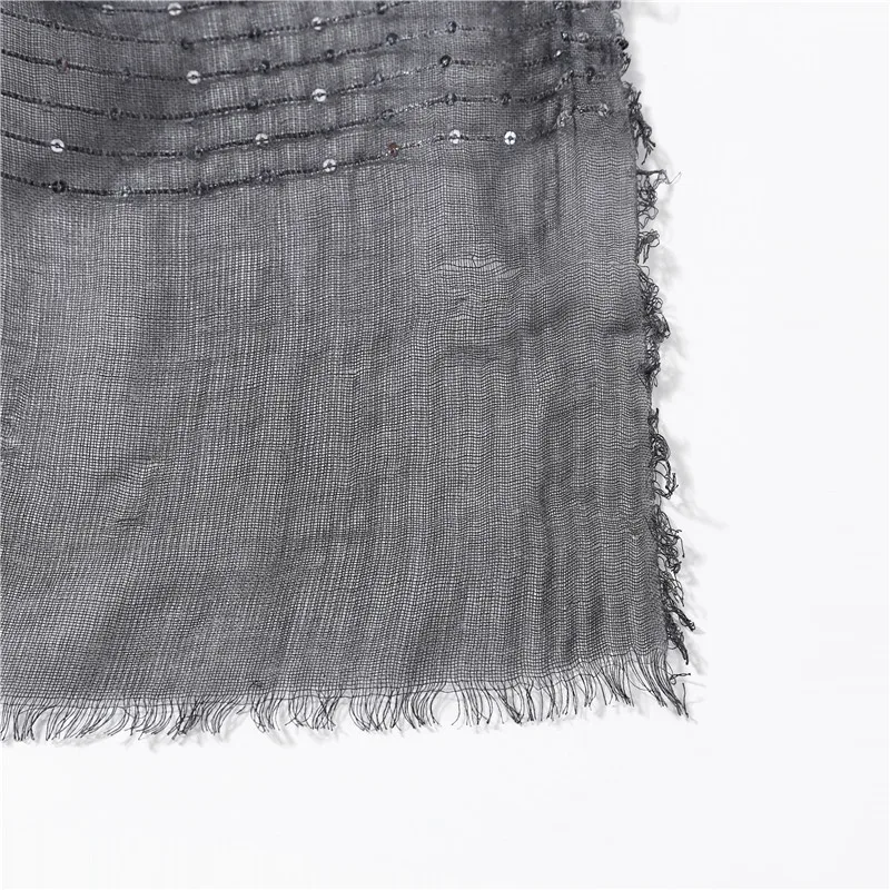 10pcs/lot Luxury Women's Striped Sequins Muslim Hijab Solid Color Tassel Edge Islamic Scarf Fashion Shiny Scarves Shawl Hot Sale |