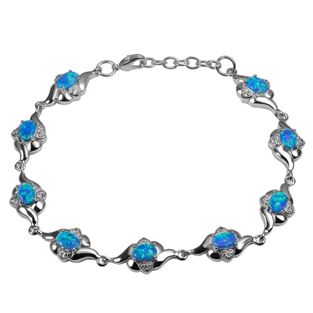 Красивый браслет из серебра 925 пробы с голубым огненным опалом P339|bracelet thread|bracelet