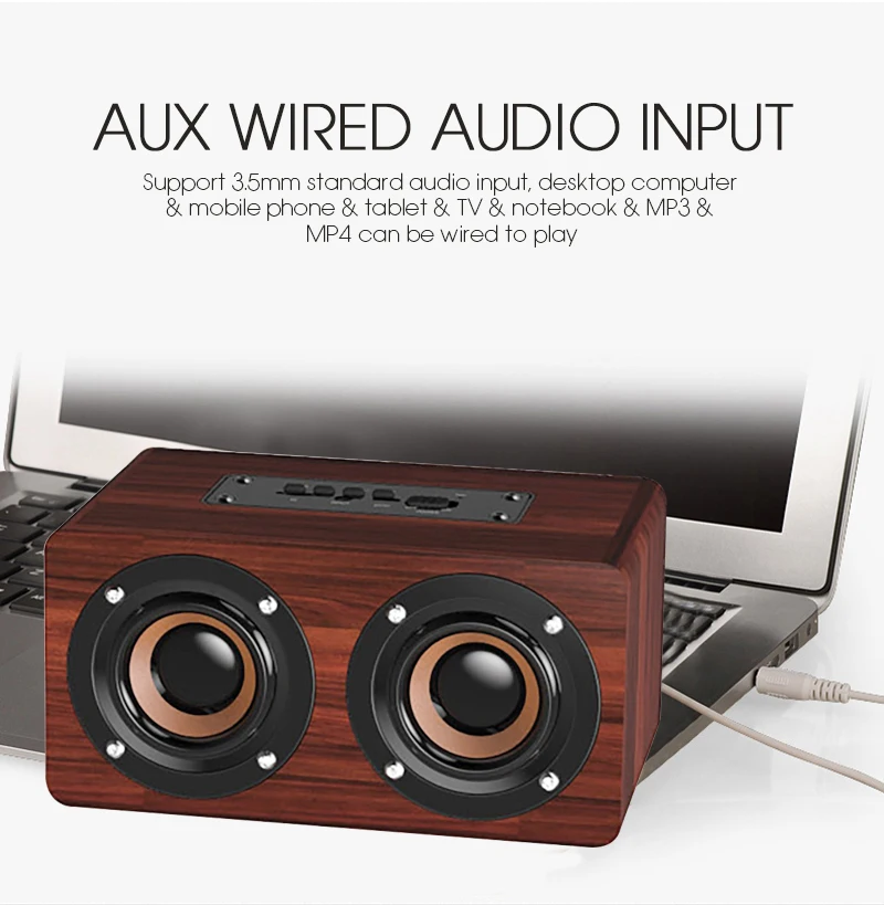 FDGAO Hifi портативный деревянный беспроводной динамик Bluetooth ПК стерео мини звуковая панель сабвуфера деревянный домашний/открытый MP3 музыкальный громкий динамик