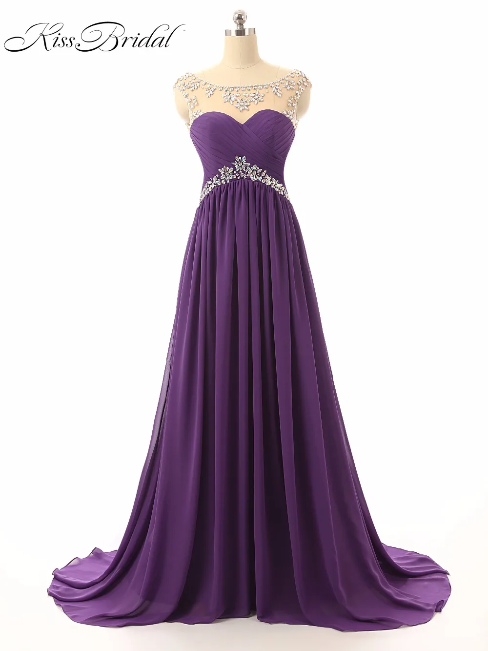 

Robe de Soiree Longue A-Line Purple Evening Dresses 2017 Sheer Scoop Neck Sleeveless Lace Up Back Formal Evening Gowns