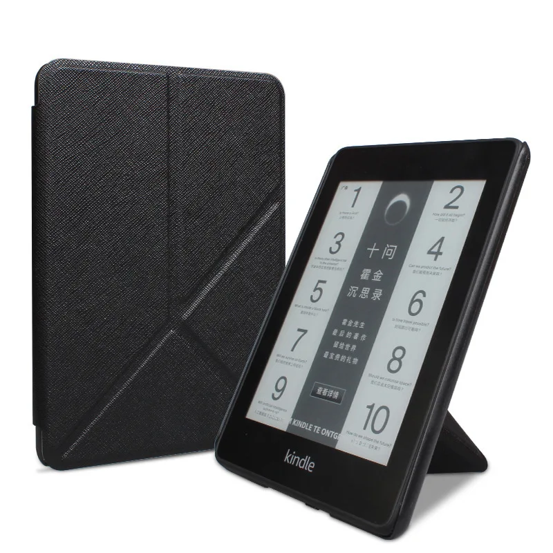 Kindle Paperwhite 4 складной чехол из искусственной кожи смарт-чехол для Amazon Kindle Paperwhite 10го поколения с подставкой-держателем - Цвет: black
