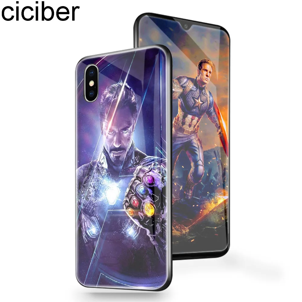 Ciciber Marvel Железный человек для iPhone 11 Pro Max X XR XS MAX 7 8 6 6S Plus стеклянные Чехлы задняя