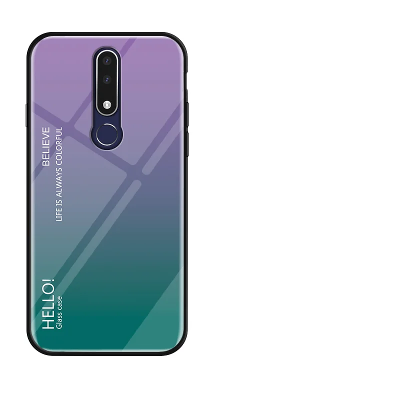 Фиолетовый Nokia 3,1 Plus чехол Nokia 3,1 Plus чехол градиентное закаленное стекло силиконовая рамка задняя крышка для Nokia 3,1 Plus TA-1085 TA-1095 - Цвет: Фиолетовый