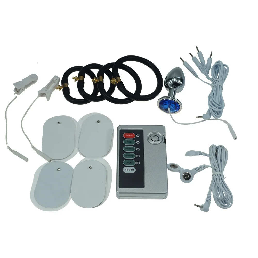 Набор с электрическим током Анальная пробка электро массажер для груди зажимы