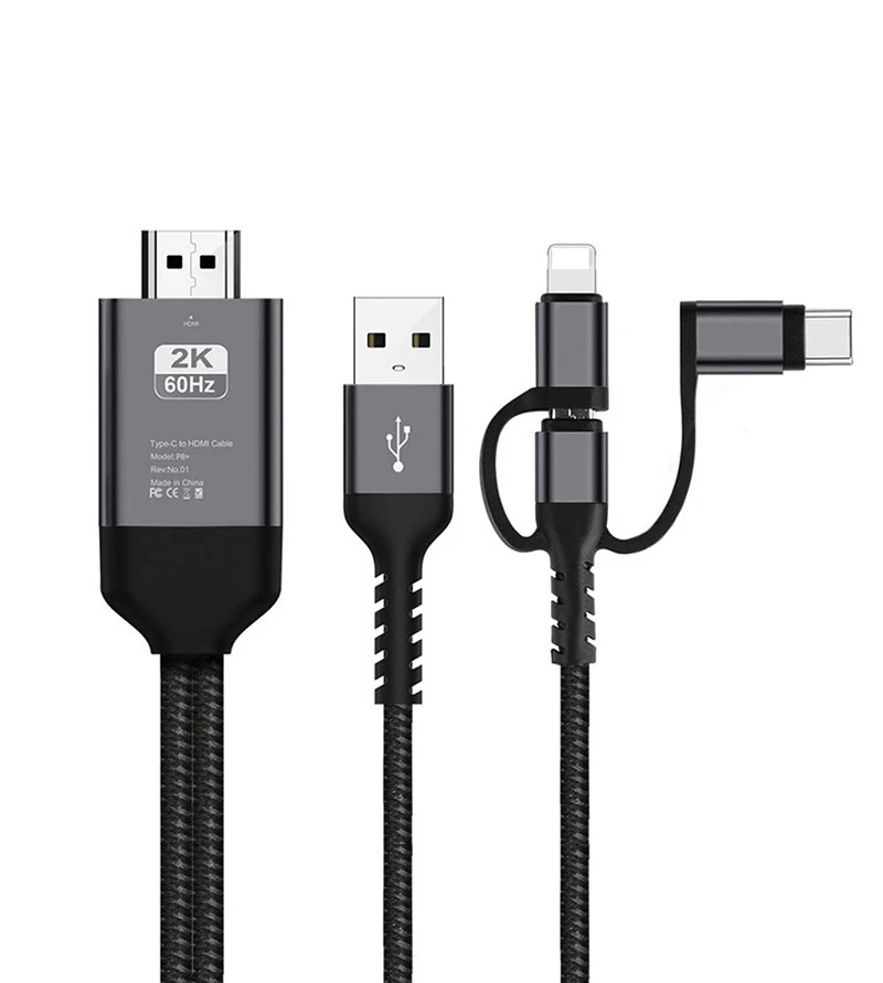 2K HDTV видео адаптер HDMI кабель дисплей ссылка для iPhone X XS MAX XR Huawei Samsung S10 + iOS Type C Android