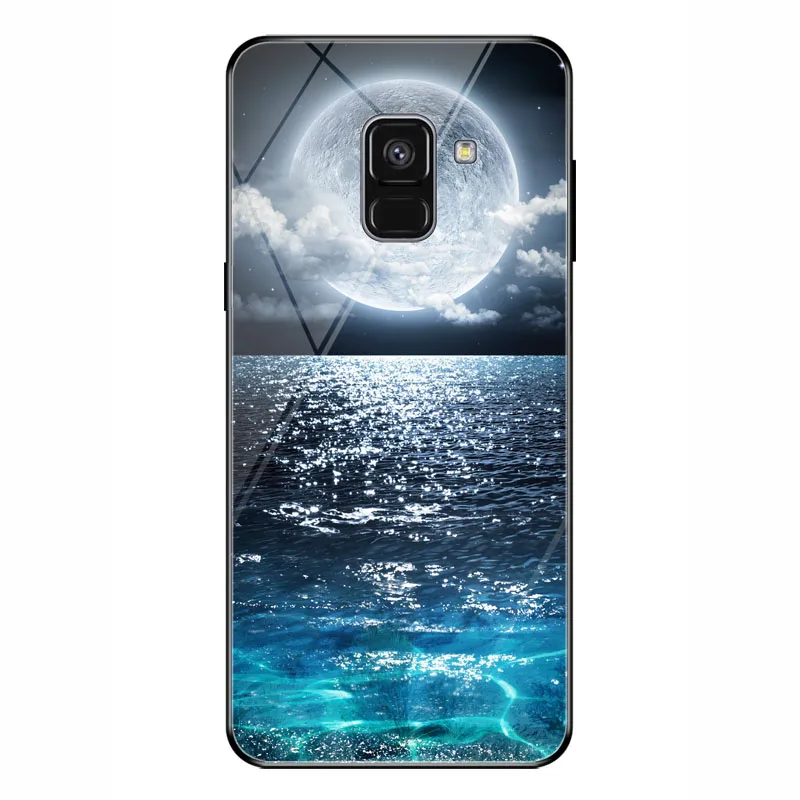 Звездное небо Футляр для телефона 5,6 дюйма для samsung Galaxy A5 A8 закаленное стекло чехол для samsung Galaxy A8 Plus 6,0"