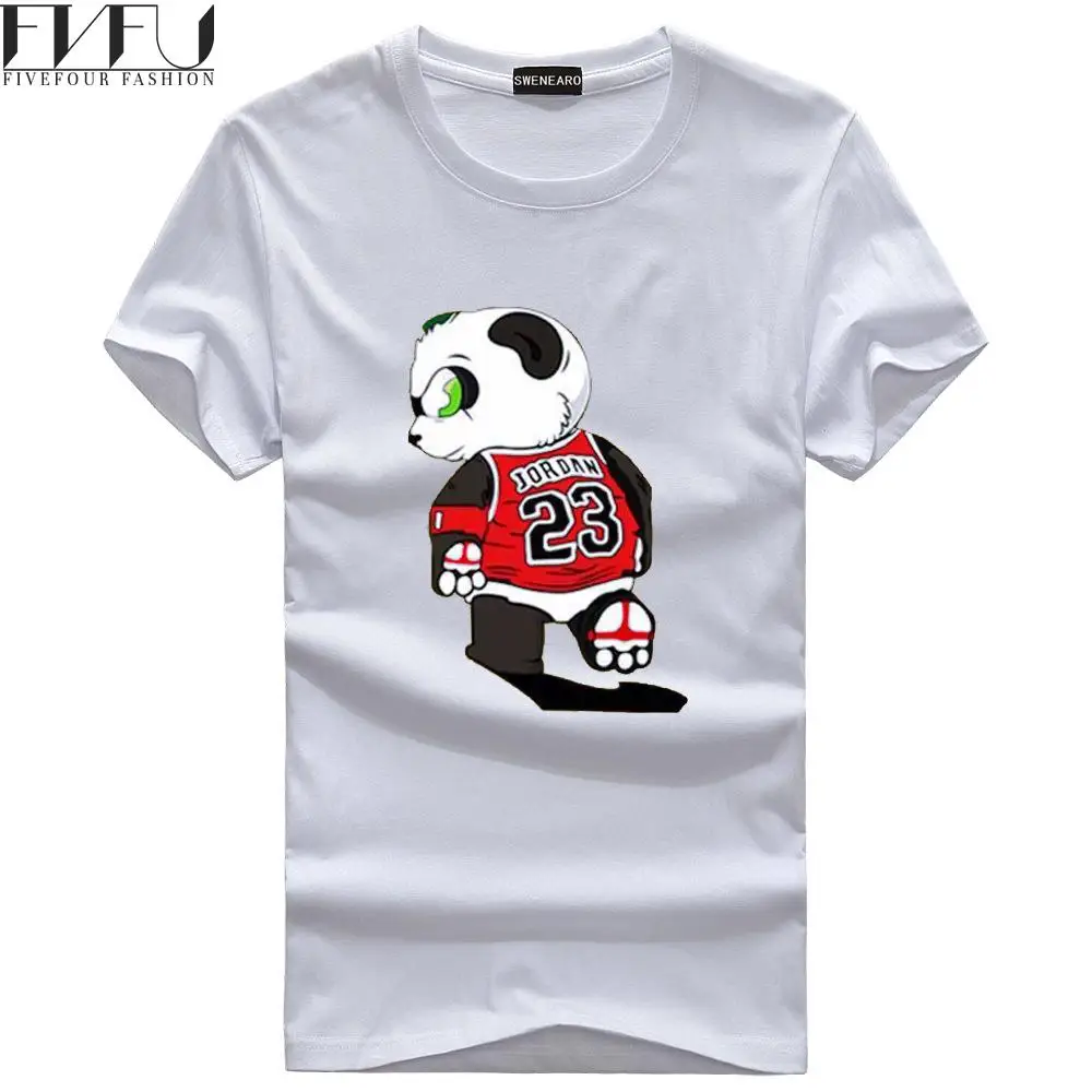 Мода 2017 г. футболка мужская милые с принтом панды Завышение Топы короткими