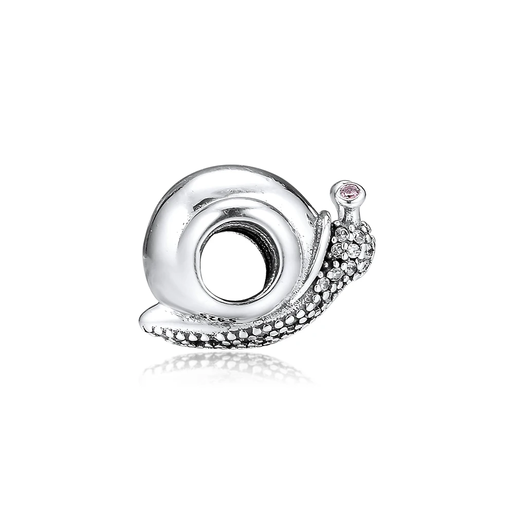 DIY Подходит для Pandora амулеты Браслеты сверкающие бусины-улитки 100% Стерлинговое