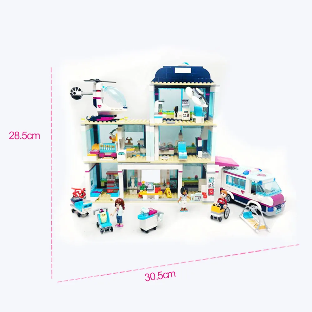 LEPIN 01039 сердце озеро больница Строительная игрушка серия для подружек 932 шт.