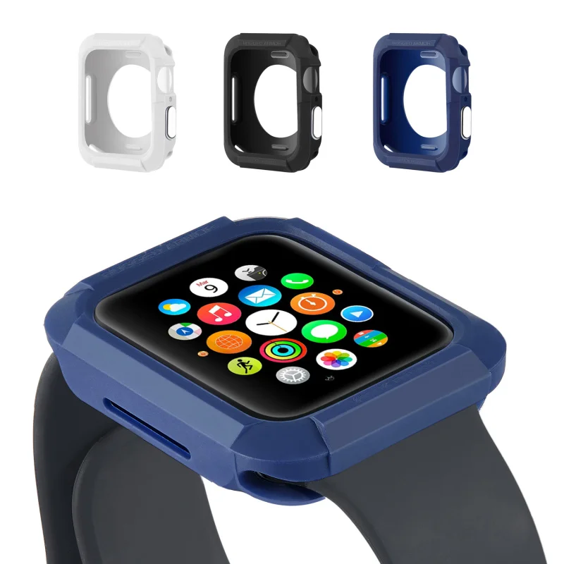 Прочный армированный резиновый чехол для Apple Watch 5 4 40 мм 44 ТПУ противоударный