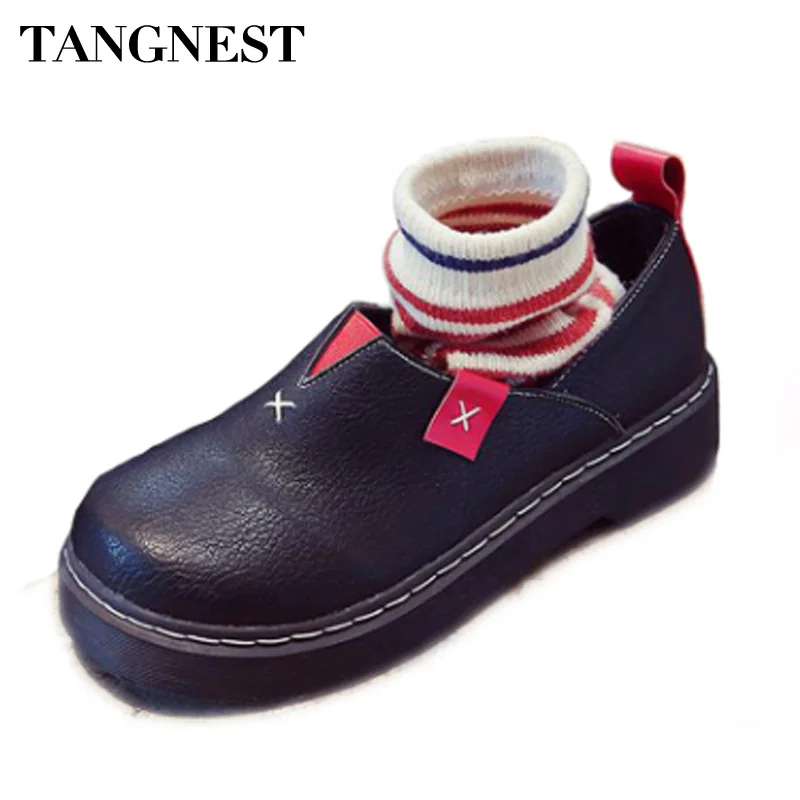 TANGNEST/искусственная кожа Для женщин Обувь шнурованная для Весна Новая мода