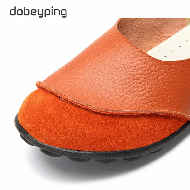 Spring Women's Casual Shoes Soft Genuine Leather Female Flats Non-Slip Woman Loafers Leisure Slip-On Boat Shoe Plus Size 35-43