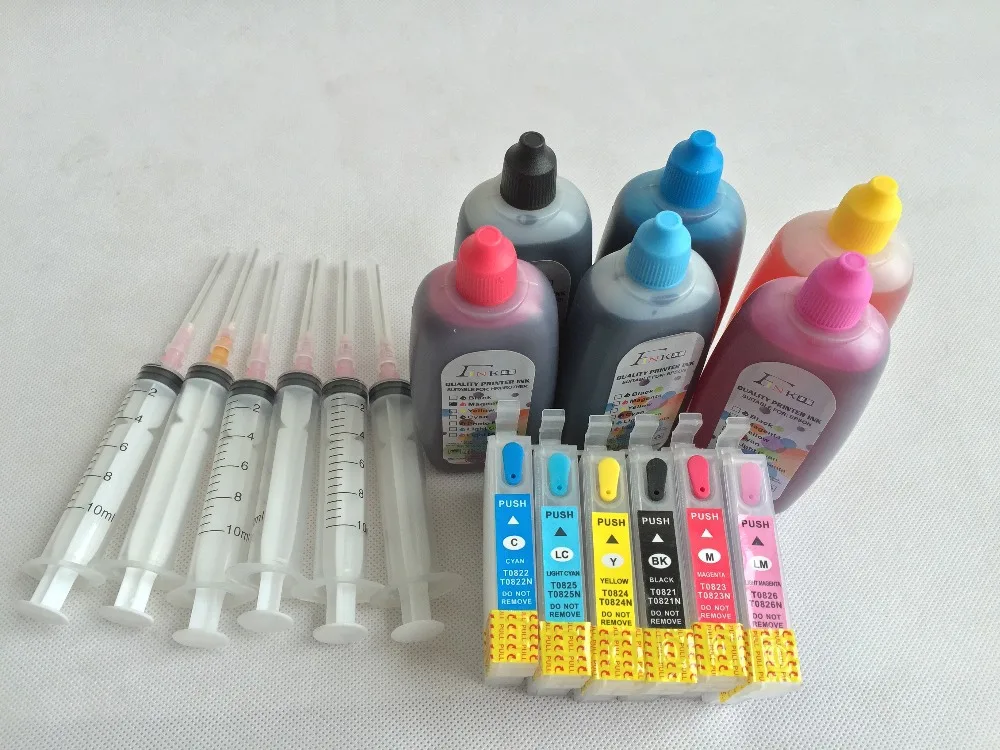 Набор чернил 82N для принтера Epson Stylus R270 R290 R295 R390 R615 RX590 RX610 RX690 фото 1410 T50 T59 TX650 TX659 с