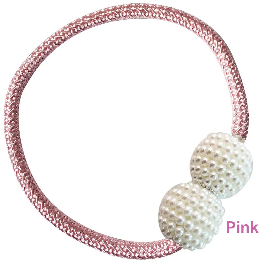 Pink Pearl Магнитный Шторы подхваты для штор зажимы для обработки окна Holdbacks Магнитный кабельная стяжка для дома или офиса, декоративные 2/4 штуки в комплекте - Цвет: Pink