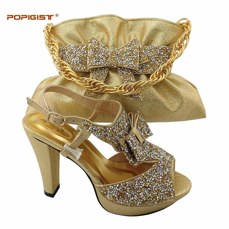 Серебряный африканских Обувь с LUCKY сумки свадебные туфли и комплекты сумкой Для