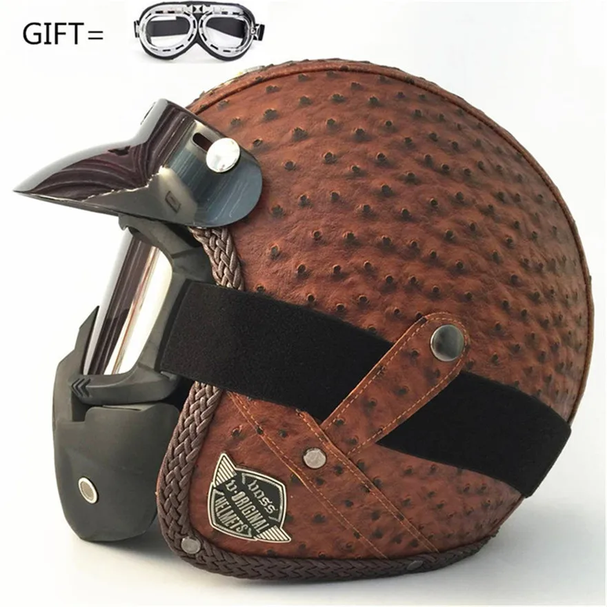 Pineapple pattern Мотоциклетный шлем Ретро Винтаж Синтетическая кожа Casco Moto Cruiser Chopper скутер Кафе Racer 3/4 открытый шлем DOT - Цвет: Pineapple pattern