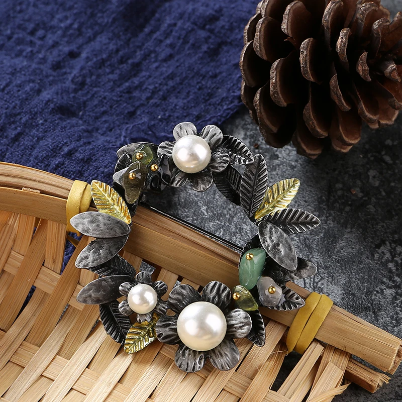 Классическая женская брошь в виде растения листьев цветов|Украшения для волос