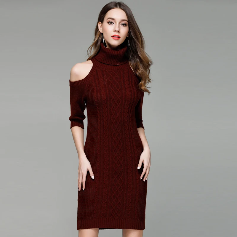 LERFEY водолазка с открытыми плечами вязаный свитер женский осенний длинный