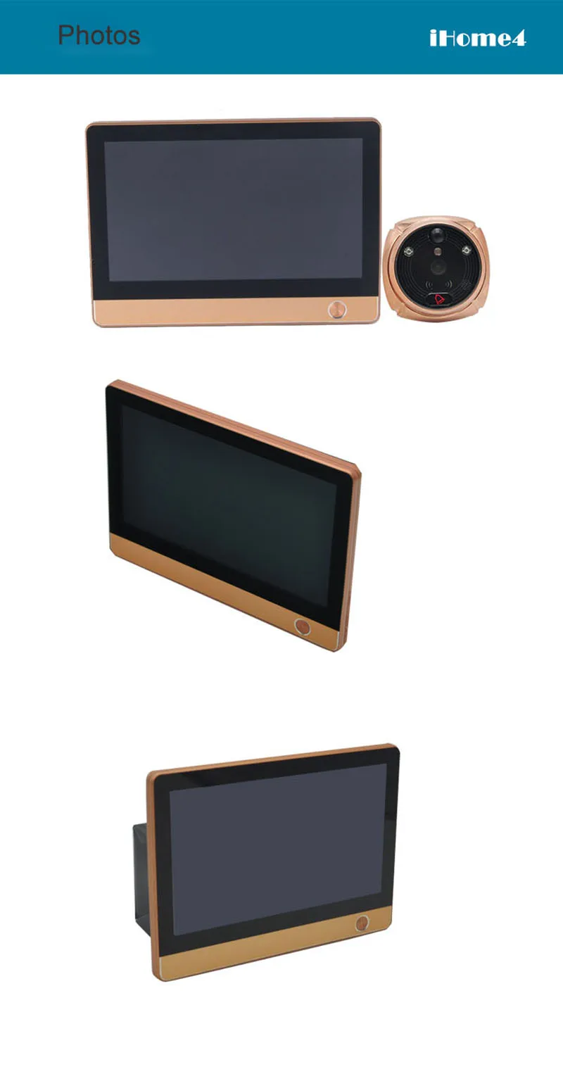 IHome4 видео глазок wifi дверной глазок IP дверной звонок 7 дюймов экран ИК ночного видения ПИР Дверь HD камера Обнаружение дверь движения звонок