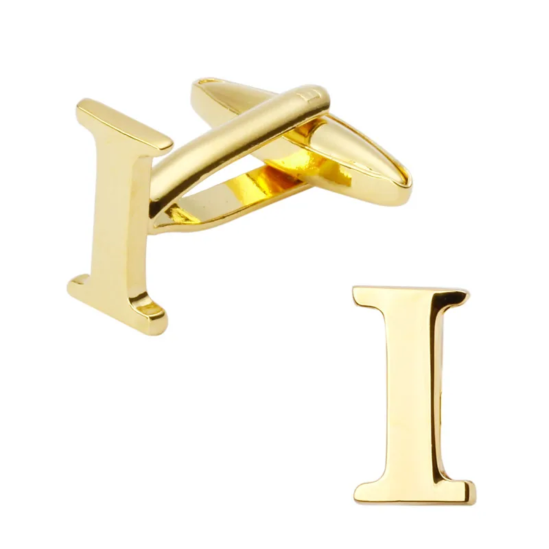 

New high quality brass plated letters I Cufflinks Mens Jewelry shirt cuff Cufflinks twins English letters