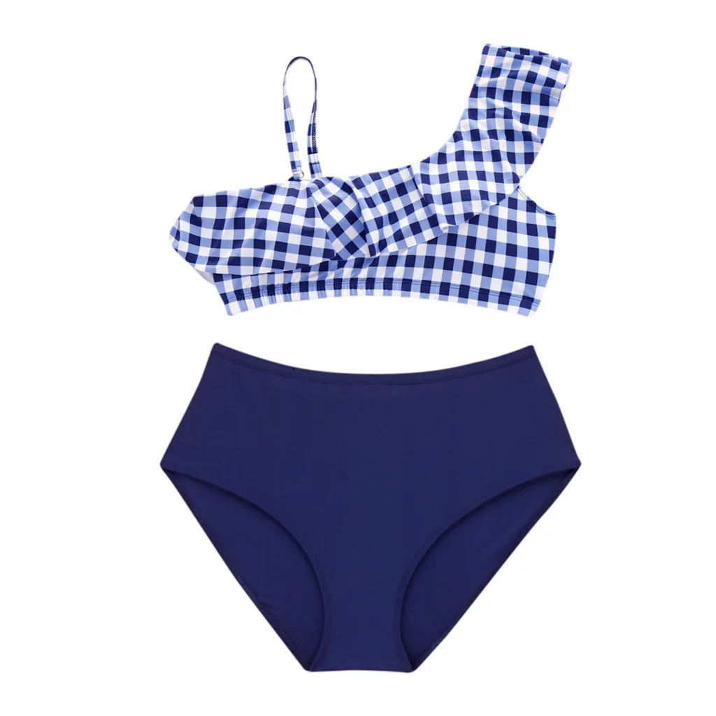 

women swimwear brazilian bikini swimsuit push up Women High Waist Swimwear Print Sling Ruffle Swimsuit Push Up Padded Bikini C4