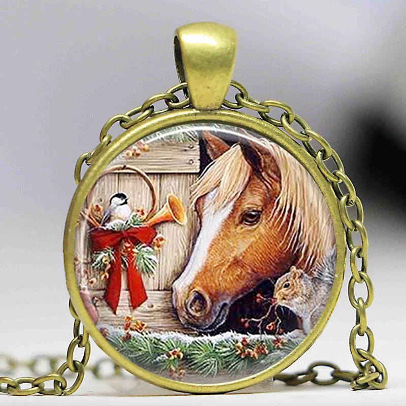 Ожерелье Санта с лошадью рождественская подвеска для автомобиля ручная работа