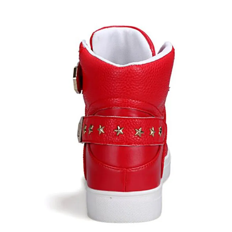 Мужские высокие кроссовки со звездами белые Дизайнерские повседневные кожаные