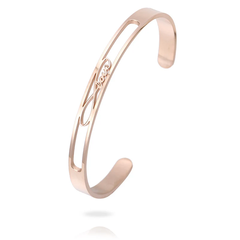 MYLONGINGCHARM полые буквы слова цитаты регулируемый браслет из нержавеющей стали