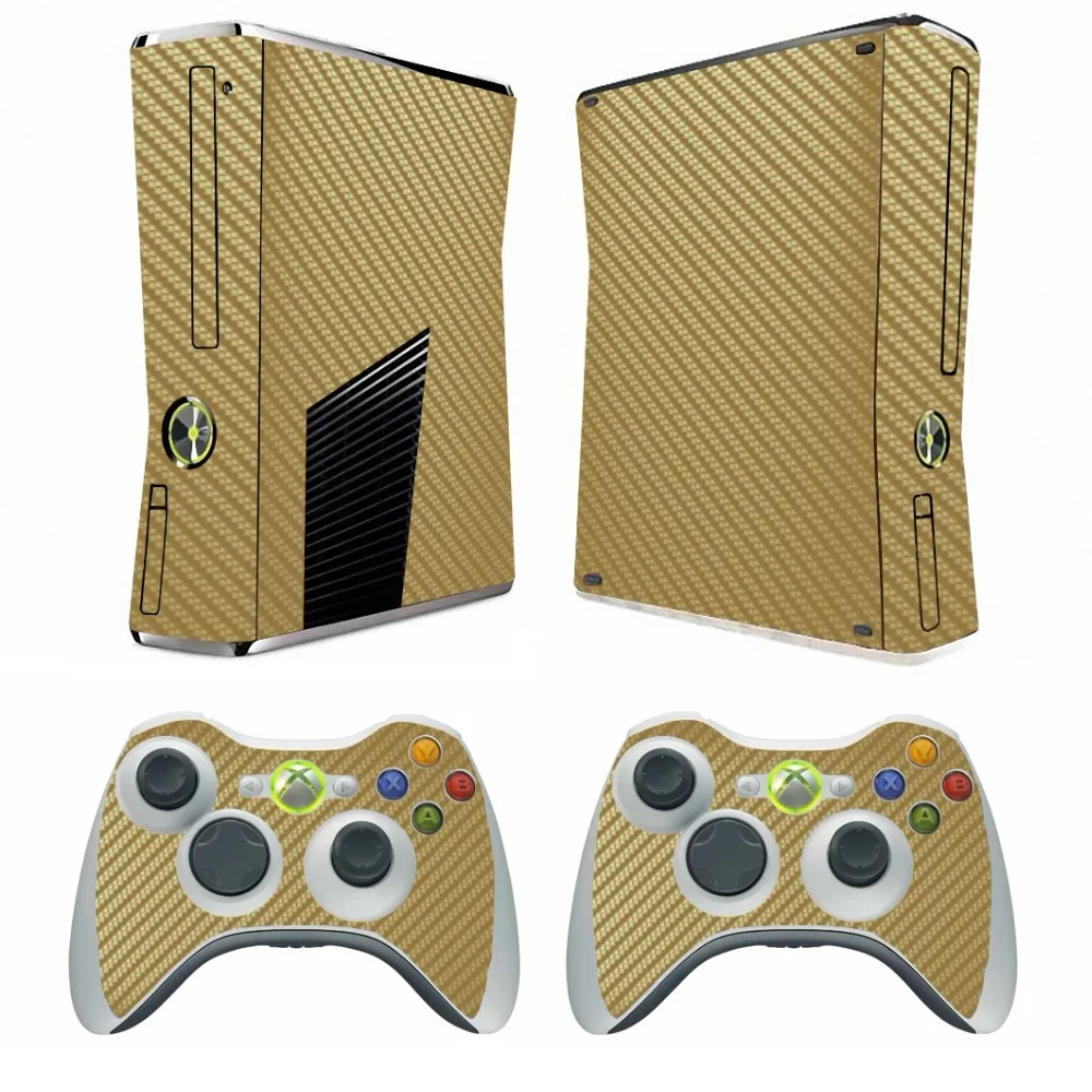 Золотая виниловая наклейка из углеродного волокна Защитная пленка для Microsoft Xbox 360