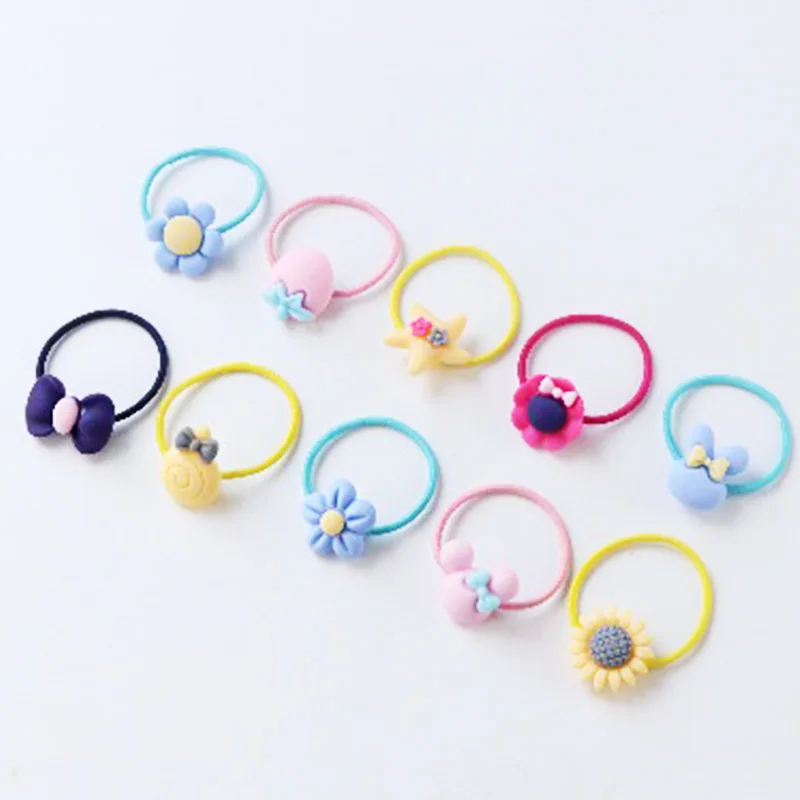 40PCS/Lot Cute Cartoon Pink Baby Girls Elastic Hair Bands Headwear Ponytail Holder Princess Gifts Rubber Accessories | Детская одежда и