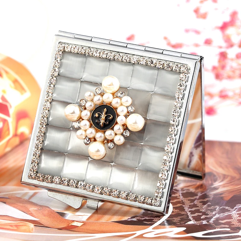 2 стороны мини косметическое компактное карманное зеркало Свадебные вечерние