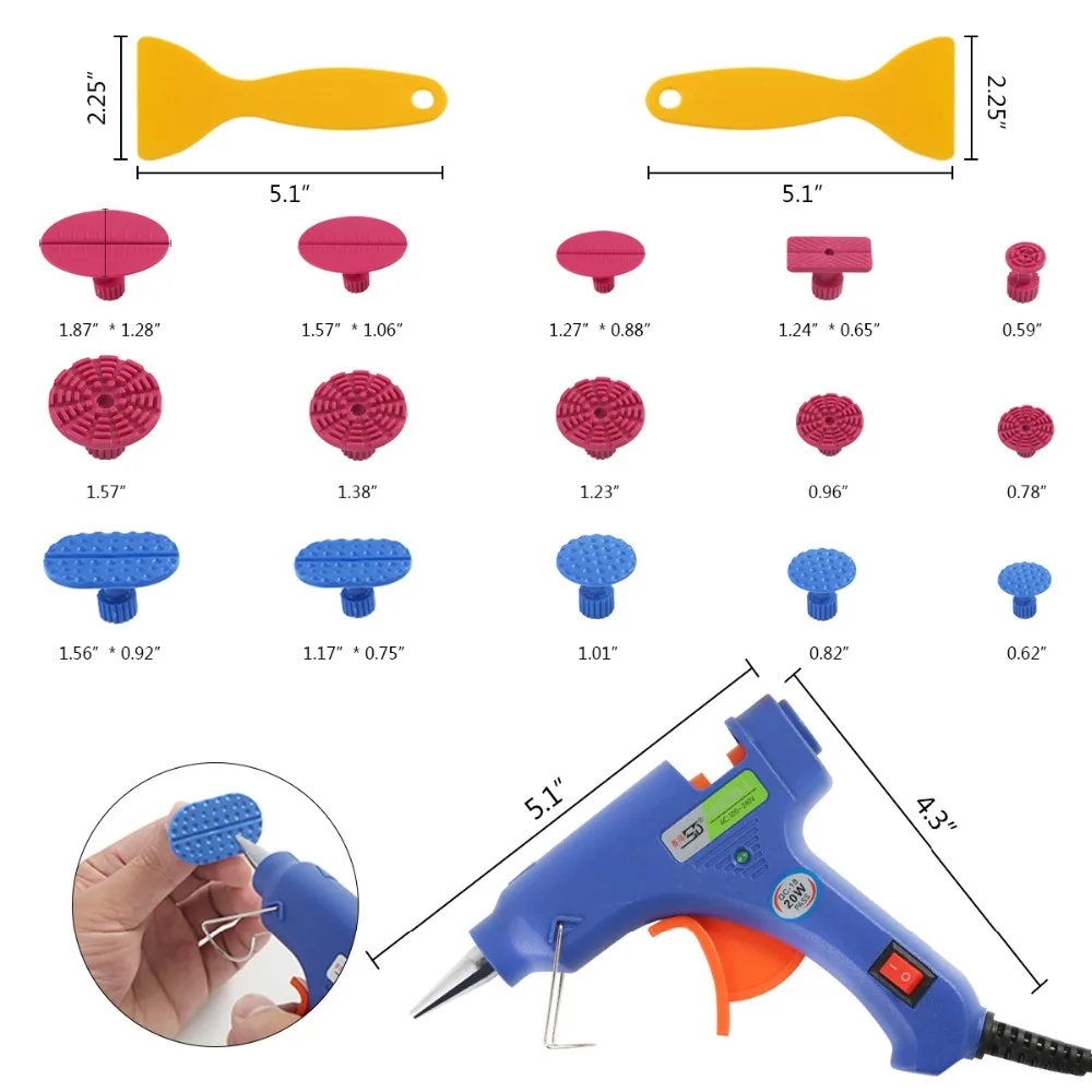 Набор инструментов для безпокрасочного удаления вмятин на кузове автомобиля