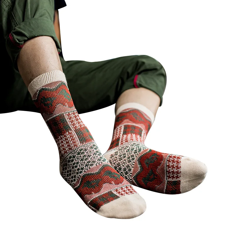 5 Pairs Men's Autumn Winter Striped Warm Thick Socks Cotton Meias Mixture Vintage Men Retro Casual Dress Cheap Calcetines | Мужская