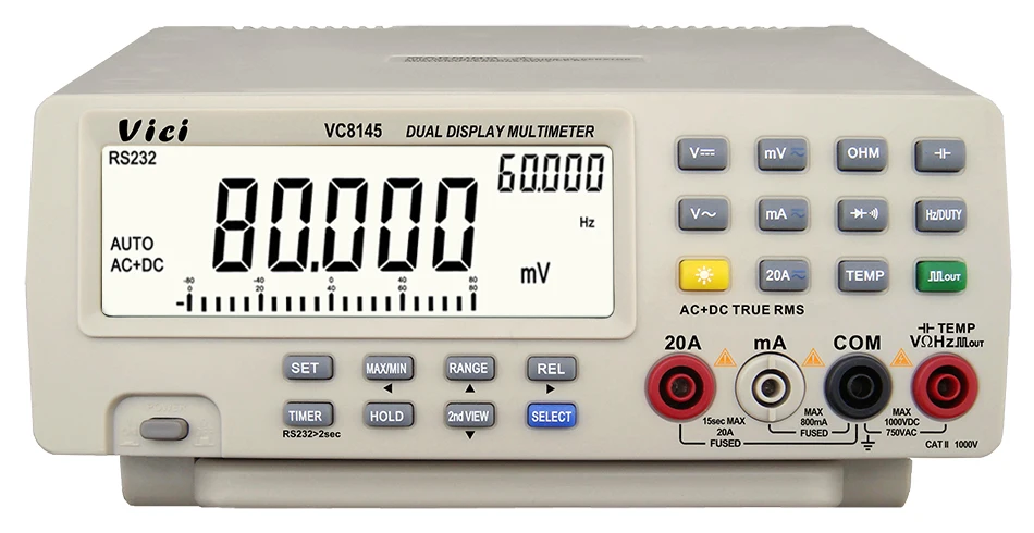 VC8145 VC8045 настольный мультиметр 1000 В 20A Цифровой мультиметр автоматический диапазон Multimetro Цифровой вольтметр Ом DCV/ACV/DCA/ACA - Цвет: VC8145