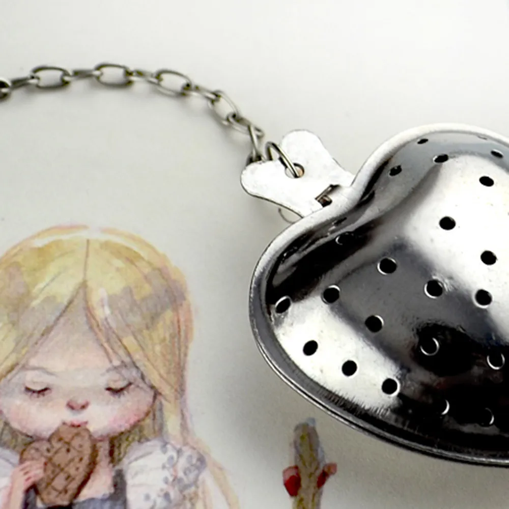 Stainless Steel Heart shape Tea sticks Ball Tea Infuser Leaf Spice Strainer Mesh Filter Cooking Tool Tea Kitchen Accessories L*5