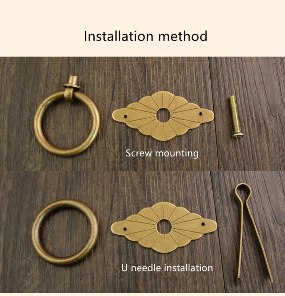 4PCS Chinese style copper medicine cabinet small handle drawer handle antique furniture hardware accessories classic hanging rin