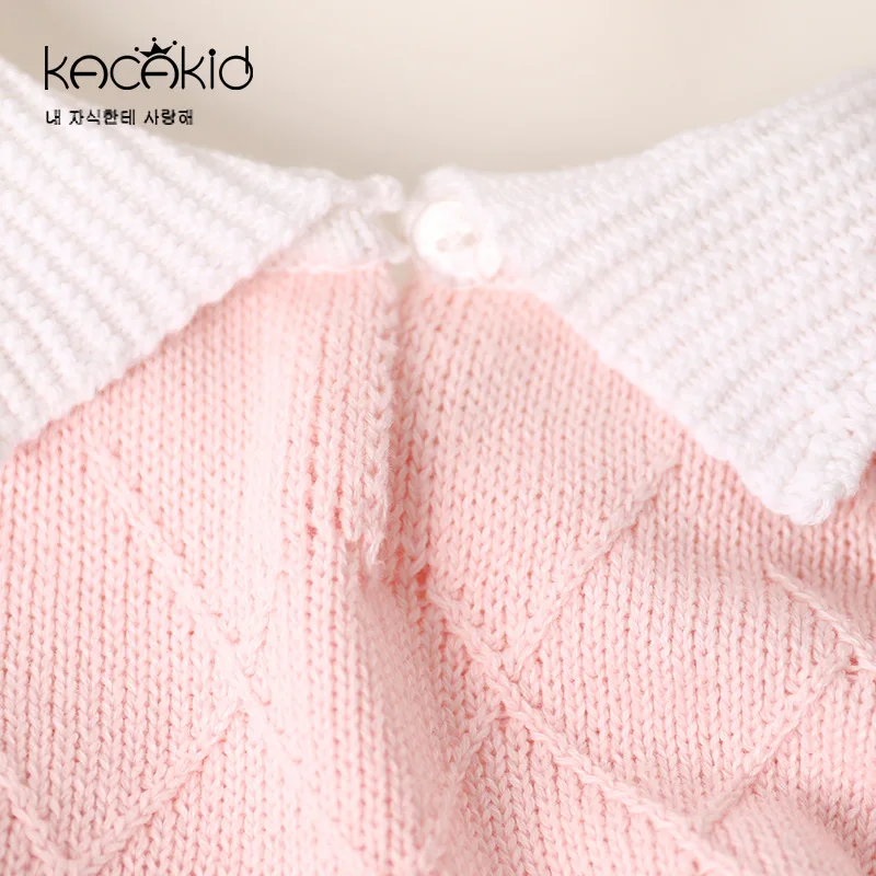 Одежда для малышей Вязаный комбинезон маленьких мальчиков и девочек с круглым