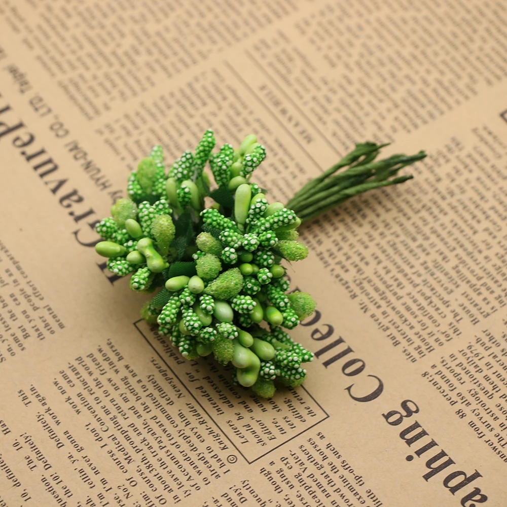 12 шт./лот искусственный цветок стемен проволока стебель/брак тычинки и листья DIY