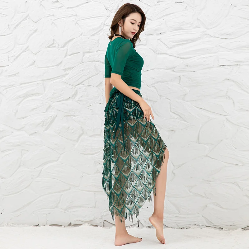 

Women New Belly Dance Skirt Indian Bollywood Clothes Bellydance Adult Practice Performance Wear Belly Dance Hip Scarf DQS1240