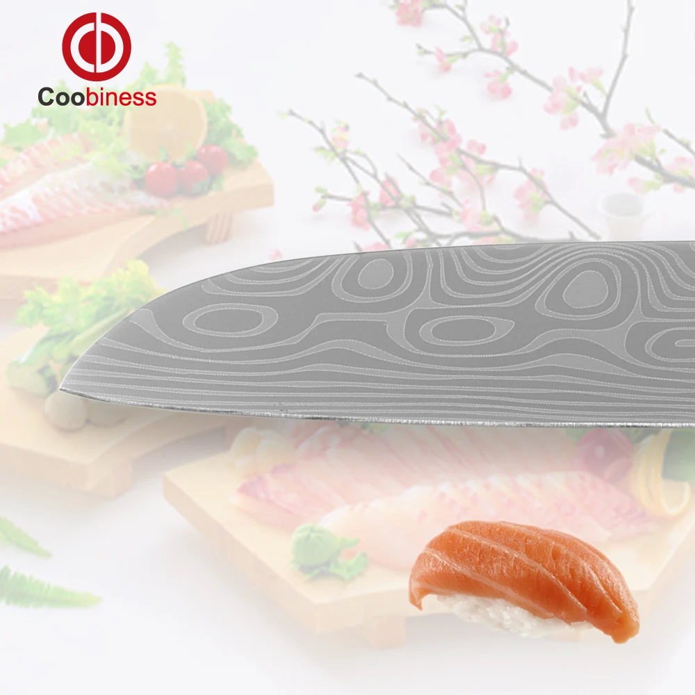 XYJ 5 inch santoku knife fine quality stainless steel kitchen laser Damascus veins blade very sharp tools new arrival | Дом и сад