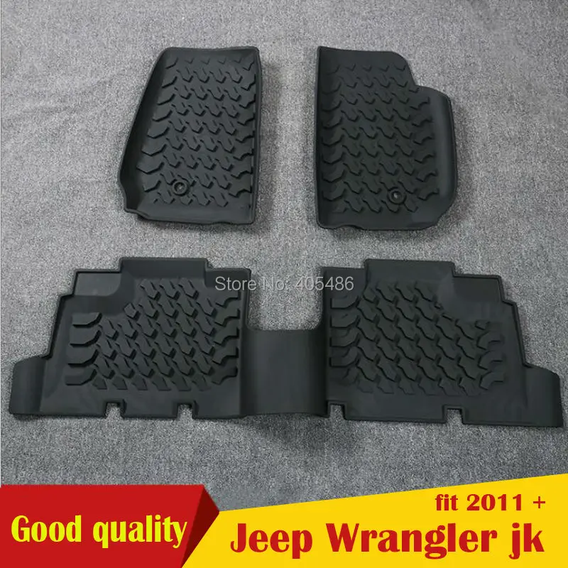 

2016 Newest Hot Fashion 3D Slush Floor Mat Liner Mats Rubber Black For Jeep Wrangler jk 2011Up 4 Doors 2doors Free Shipping
