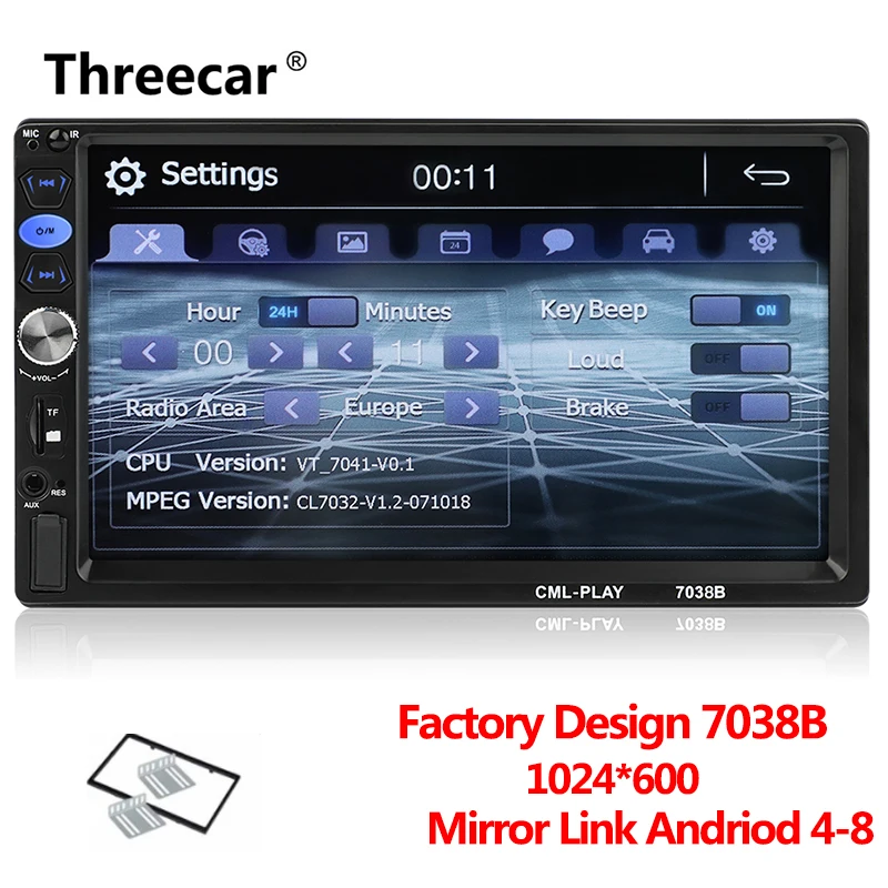 with frame Новое заводское 7038B 2din автомобильное радио " Bluetooth автомобильное стерео радио аудио медиа Автомобильный мультимедийный MP5 плеер с Android зеркальное соединение - Цвет: with frame
