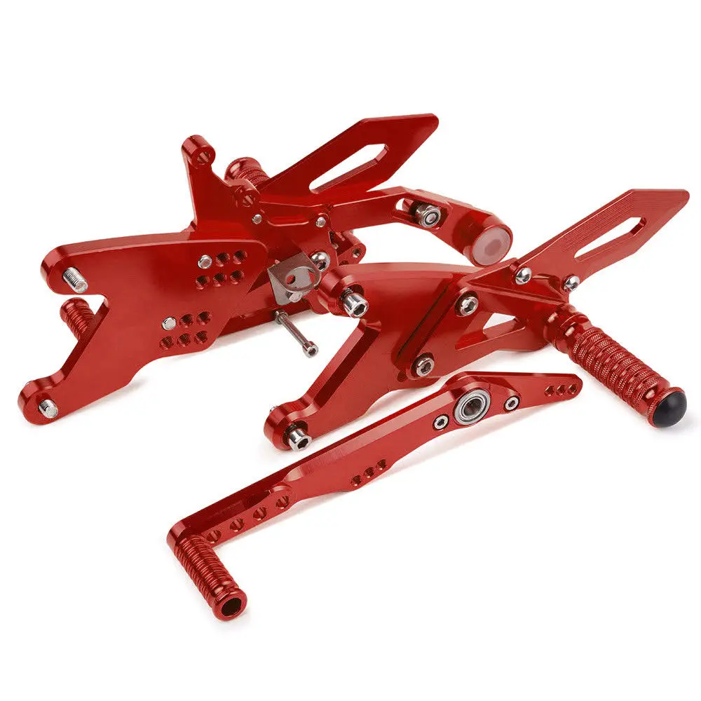 Red LJBKOALL YZF-R1 Мотоцикл с ЧПУ Алюминиевый Регулируемый Rearsets задние наборы подножки для YAMAHA YZF R1 - Цвет: Red