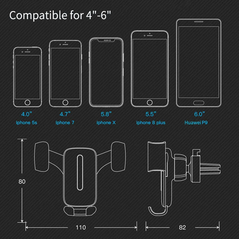 OUSU Auto Clamping Car Phone Holder 4&quot-6 &quot telefon tutucu Stand Support Telephone For samsung iphone holder | Мобильные