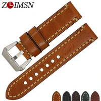 zlimsn new vintage genuine leather watch bands strap for panerai 20mm 22mm 24mm 26mm mens clock accessories watchband