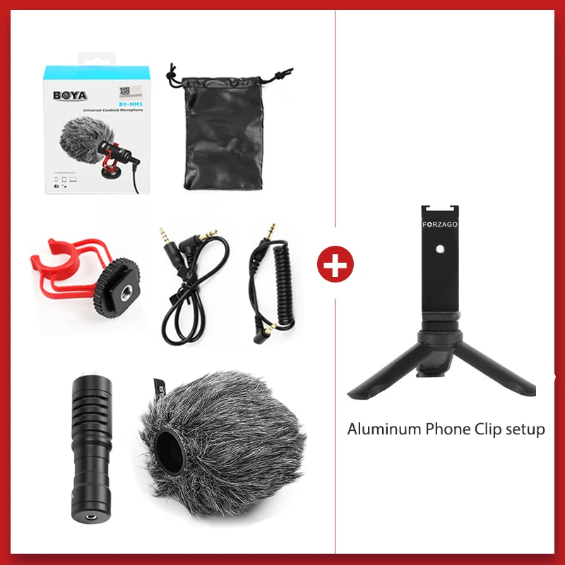 add phone-clip setup BOYA BY-MM1 беспроводной микрофон камера видео микрофон Подставка для iPhone X DJI Осмо Карманный Zhiyun Smooth 4 PK BM Rode VideoMicro - Цвет: add phone-clip setup