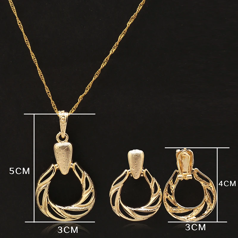 Ювелирный Комплект из колье и серёг золотистого цвета|Ювелирные наборы| |