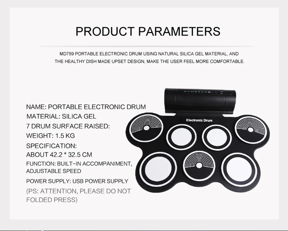 Профессиональный Портативный Roll Up USB MIDI машина электронная Барабаны Pad комплект ударные инструменты с Барабаны tick для меломана