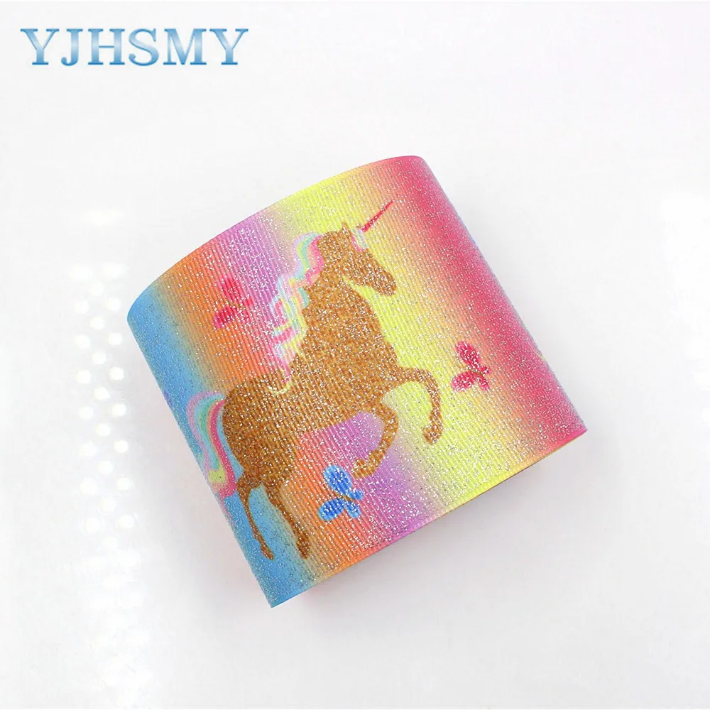 YJHSMY 1711143 75 мм 5 ярдов узор лошадь со вспышкой термопередача grosgrain Свадебные