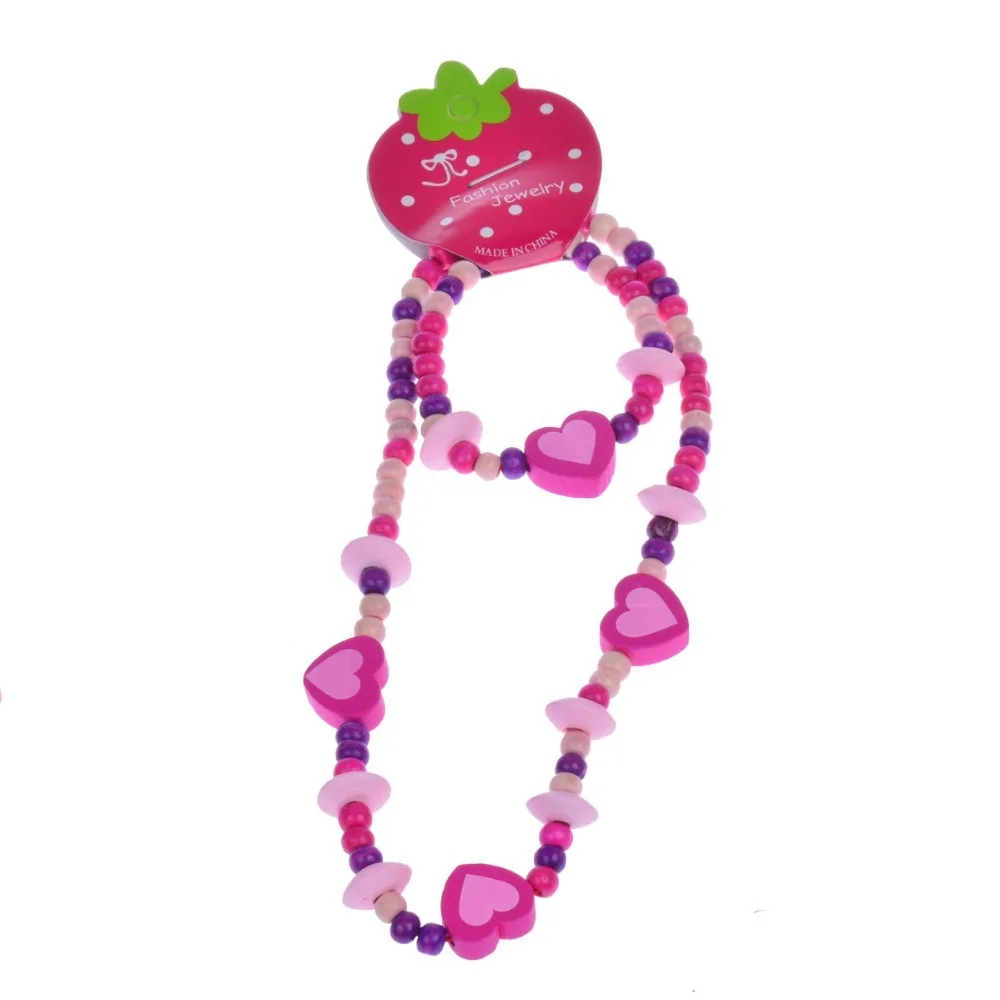 Бесплатная доставка модные детские комплекты украшений для девочек Деревянный